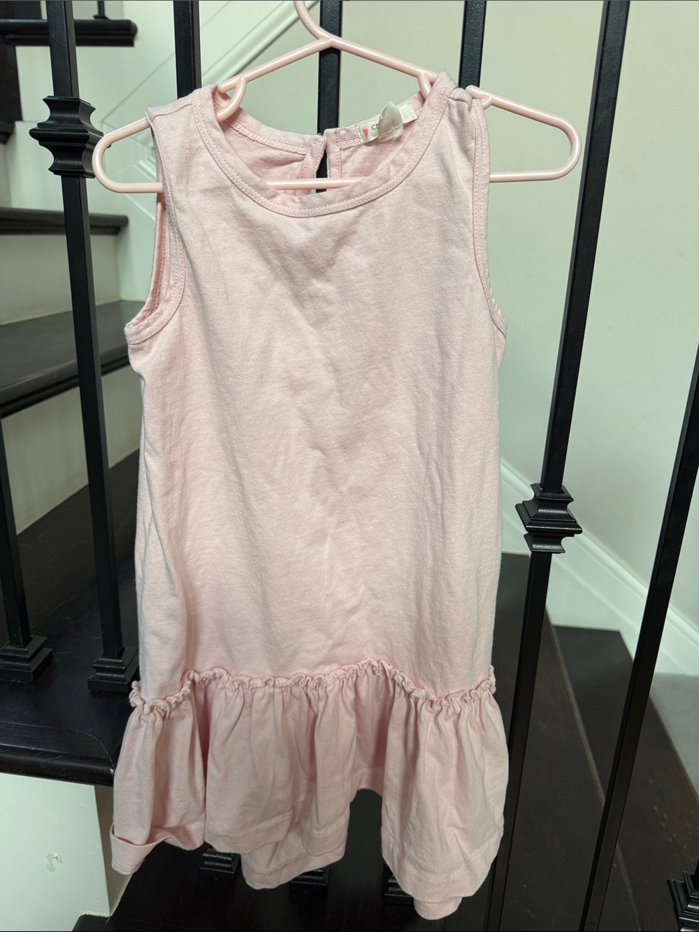 Crewcuts Light Pink Sleeveless Ruffle-Hem Cotton Dress